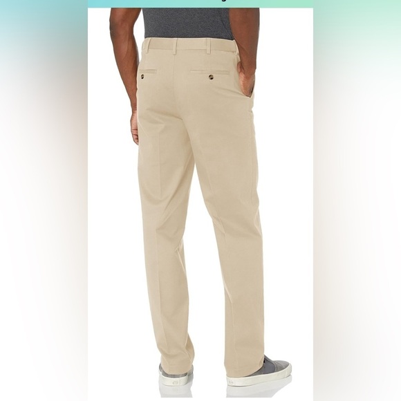 Savane 40X30 L Stone Blue Flat Front Performance Chino Pants New - Picture 2 of 5